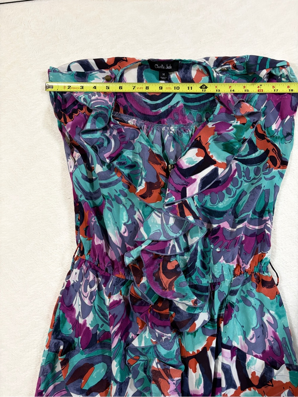 Charlie Jade Teal & Purple Ruffled Mini Dress - Picture 8 of 12